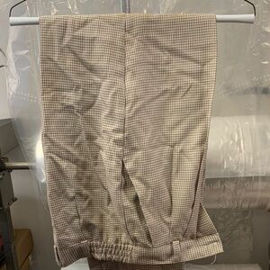 Savannah Women's Tan Checkered Straight Leg Pants